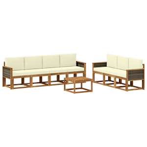 Zunanja garnitura za sedenje z blazino 7 pcs