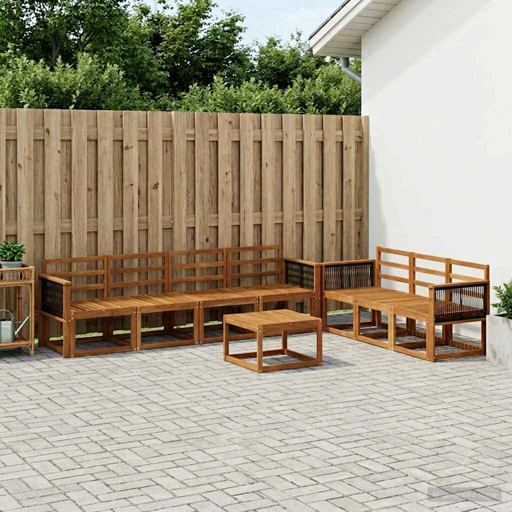 Zunanja garnitura za sedenje 7 pcs Naravna Masiven les akacije