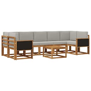 Zunanja garnitura za sedenje 6 pcs Naravna in svetlo siva
