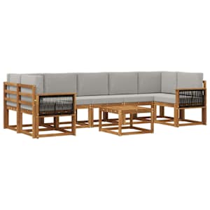 Zunanja garnitura za sedenje 6 pcs Naravna in svetlo siva