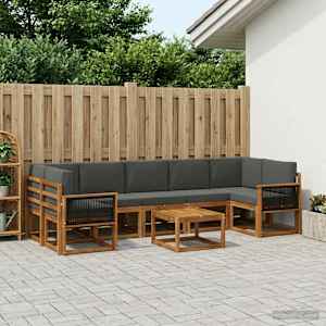 Zunanja garnitura za sedenje 6 pcs Naravna in antracitna