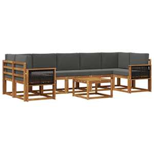 Zunanja garnitura za sedenje 6 pcs Naravna in antracitna