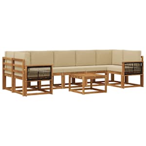 Zunanja garnitura za sedenje z blazino 6 pcs Naravna