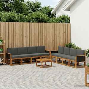 Zunanja garnitura za sedenje 7 pcs Naravna in antracitna