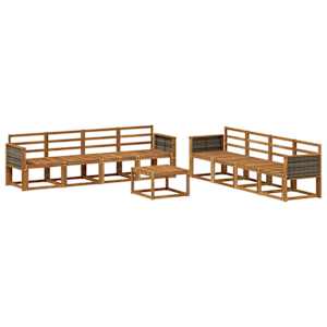 Zunanja garnitura za sedenje 7 pcs Naravna Masiven les akacije