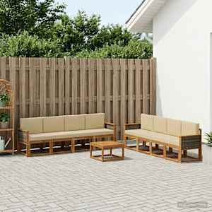 Zunanja garnitura za sedenje z blazino 7 pcs Naravna