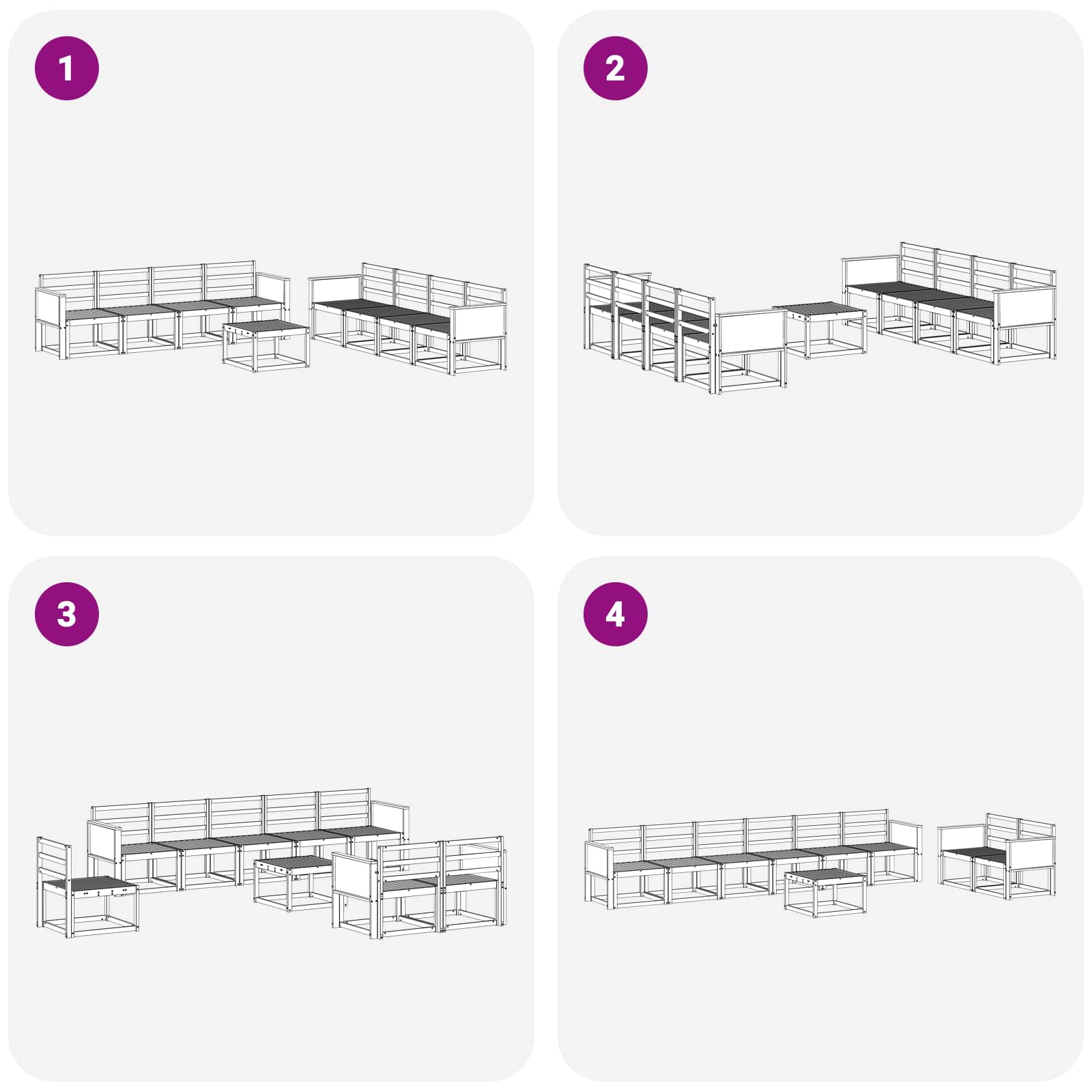Buiten bankenset 9 pcs Naturel Massief Acaciahout image 6