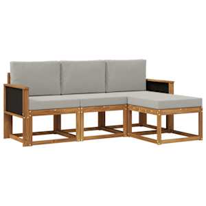 Zunanja garnitura za sedenje 4 pcs Naravna in svetlo siva