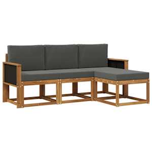 Zunanja garnitura za sedenje 4 pcs Naravna in antracitna