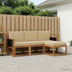 Zunanja garnitura za sedenje z blazino 4 pcs Naravna