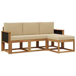 Zunanja garnitura za sedenje z blazino 4 pcs Naravna