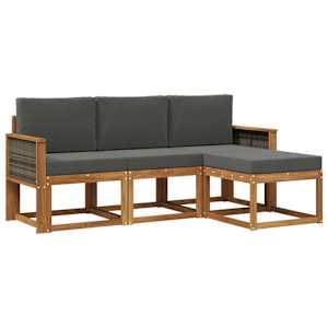 Zunanja garnitura za sedenje 4 pcs Naravna in antracitna