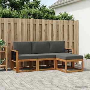Zunanja garnitura za sedenje 4 pcs Naravna in antracitna