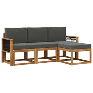 Zunanja garnitura za sedenje 4 pcs Naravna in antracitna