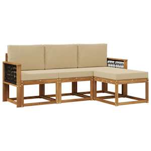 Zunanja garnitura za sedenje z blazino 4 pcs Naravna