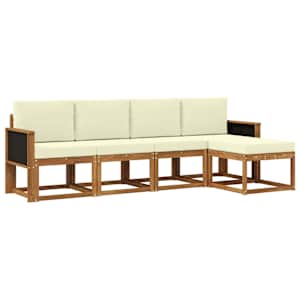 Zunanja garnitura za sedenje 5 pcs Naravna in smetana Poliester