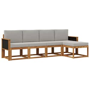 Zunanja garnitura za sedenje 5 pcs Naravna in svetlo siva