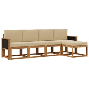 Zunanja garnitura za sedenje 5 pcs Naravna in bež Poliester