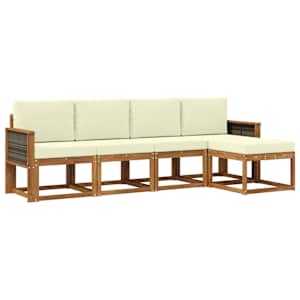 Zunanja garnitura za sedenje 5 pcs Naravna in smetana Poliester