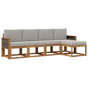 Zunanja garnitura za sedenje 5 pcs Naravna in svetlo siva