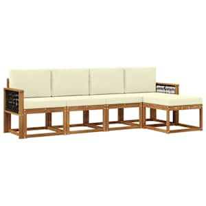 Zunanja garnitura za sedenje 5 pcs Naravna in smetana Poliester