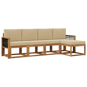 Zunanja garnitura za sedenje 5 pcs Naravna in bež Poliester