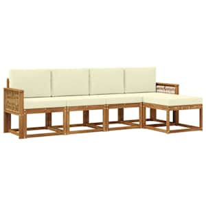 Zunanja garnitura za sedenje 5 pcs Naravna in smetana Poliester