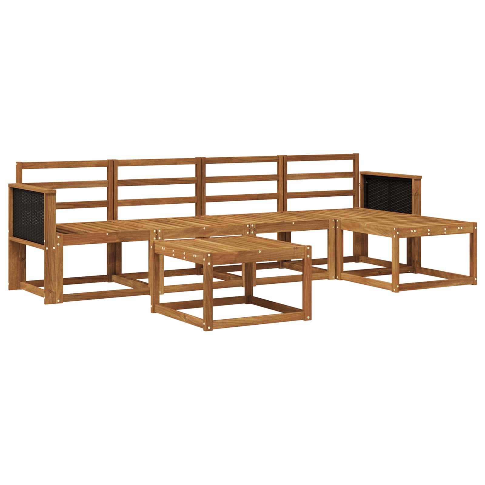 Buiten bankenset 6 pcs Naturel Massief Acaciahout image 1