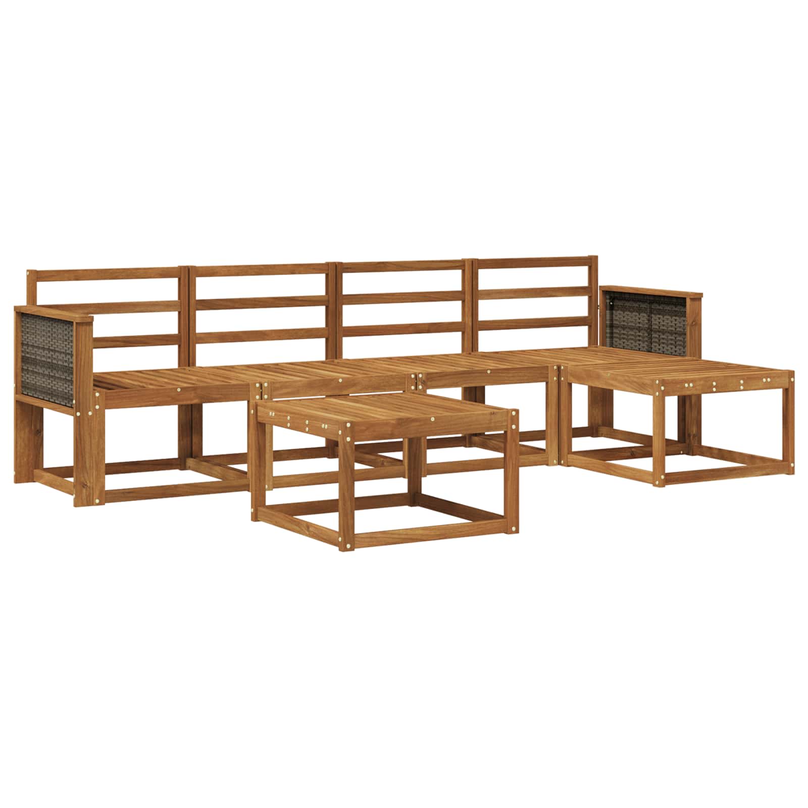 Buiten bankenset 6 pcs Naturel Massief Acaciahout image 1