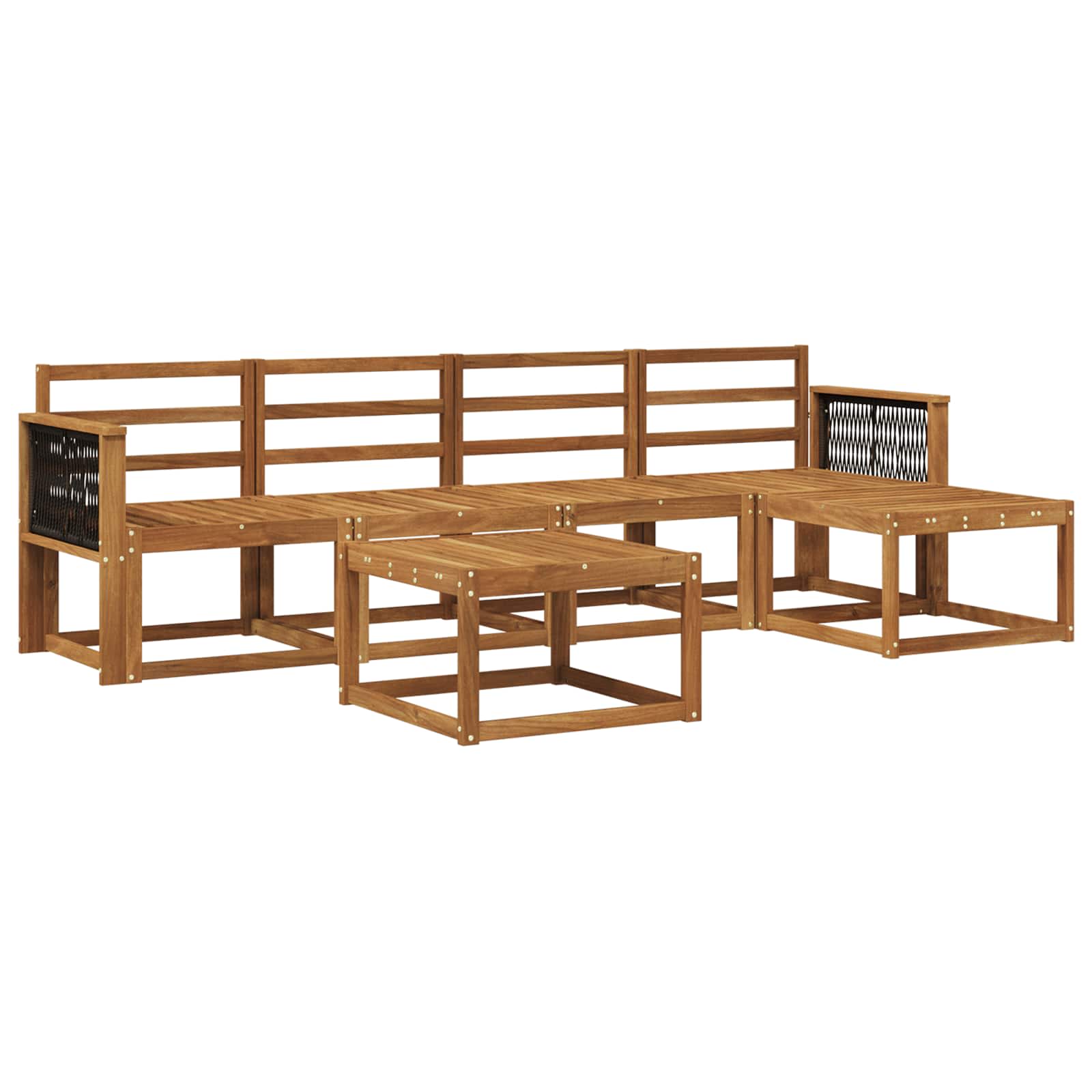 Buiten bankenset 6 pcs Naturel Massief Acaciahout image 1