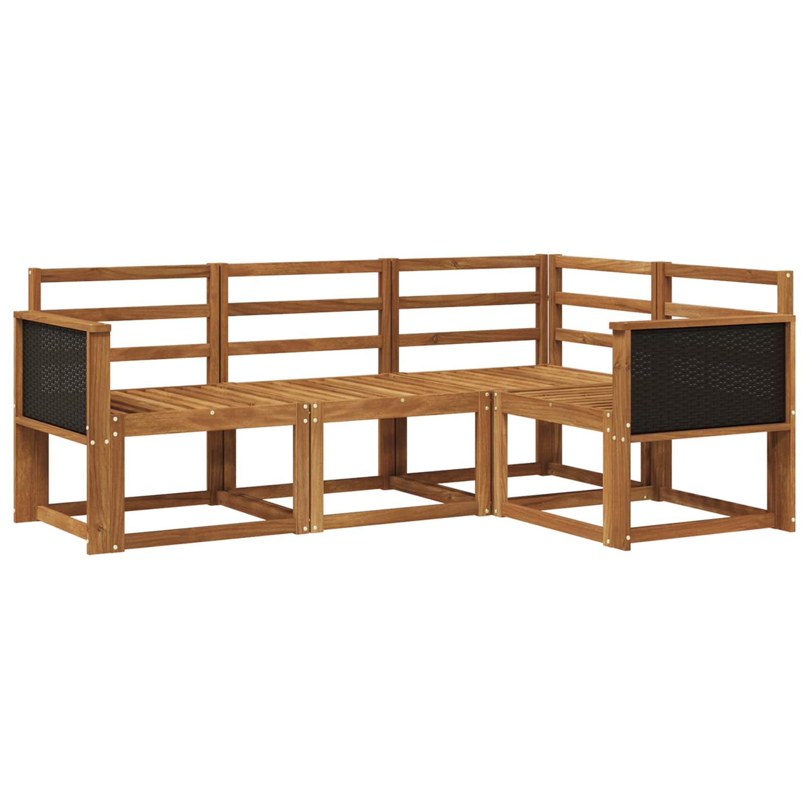 Buiten bankenset 4 pcs Naturel Massief Acaciahout image 1