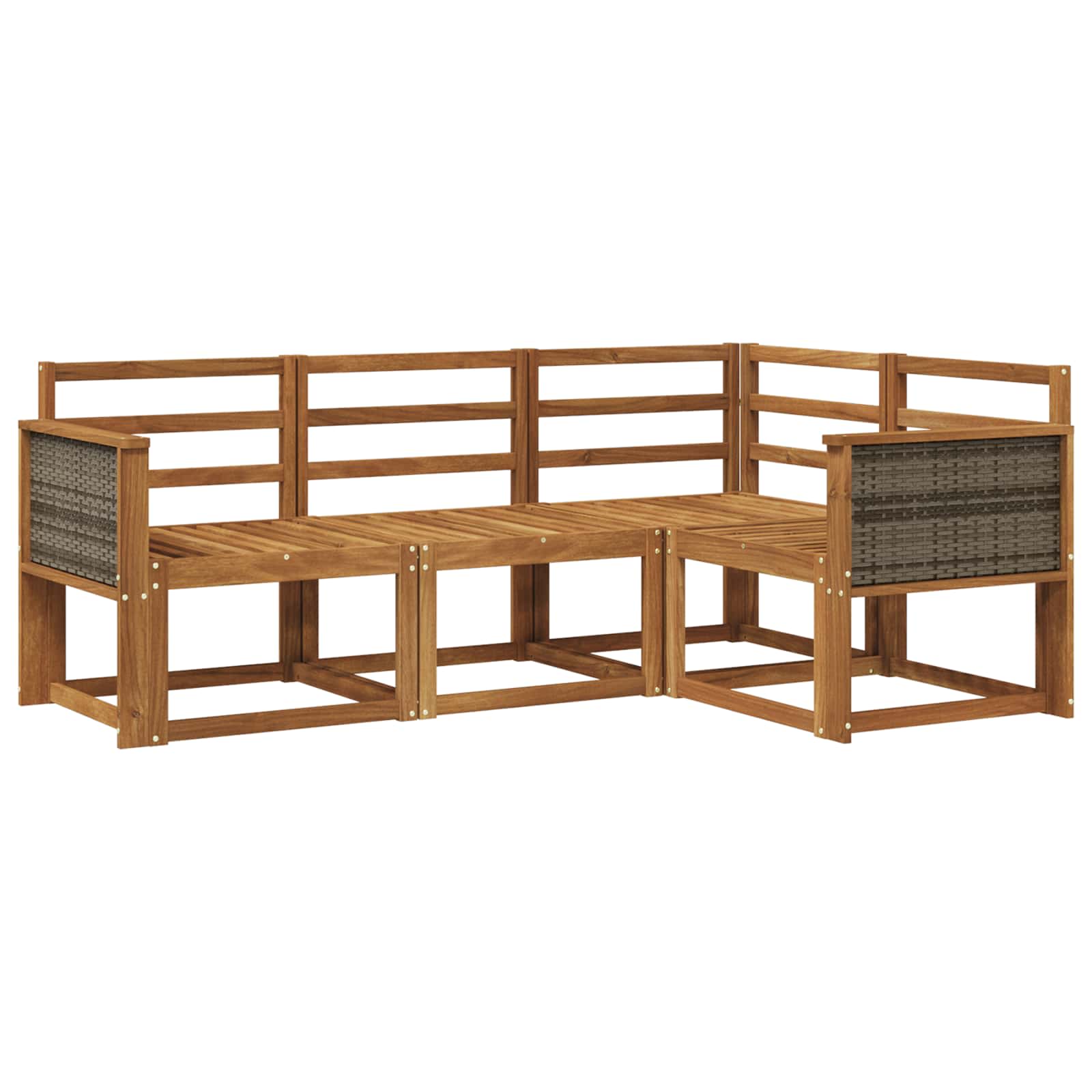Buiten bankenset 4 pcs Naturel Massief Acaciahout image 1