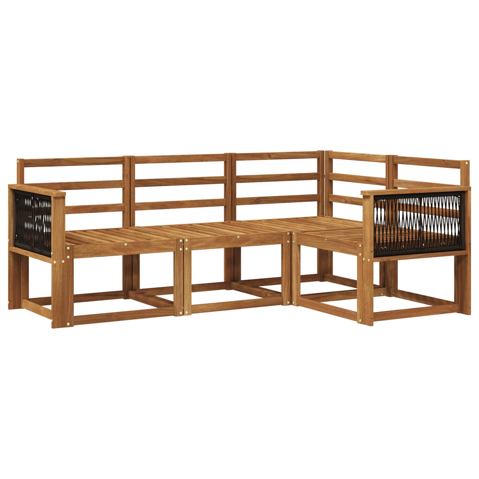 Buiten bankenset 4 pcs Naturel Massief Acaciahout image 1