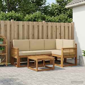 Zunanja garnitura za sedenje 5 pcs Naravna in bež Poliester