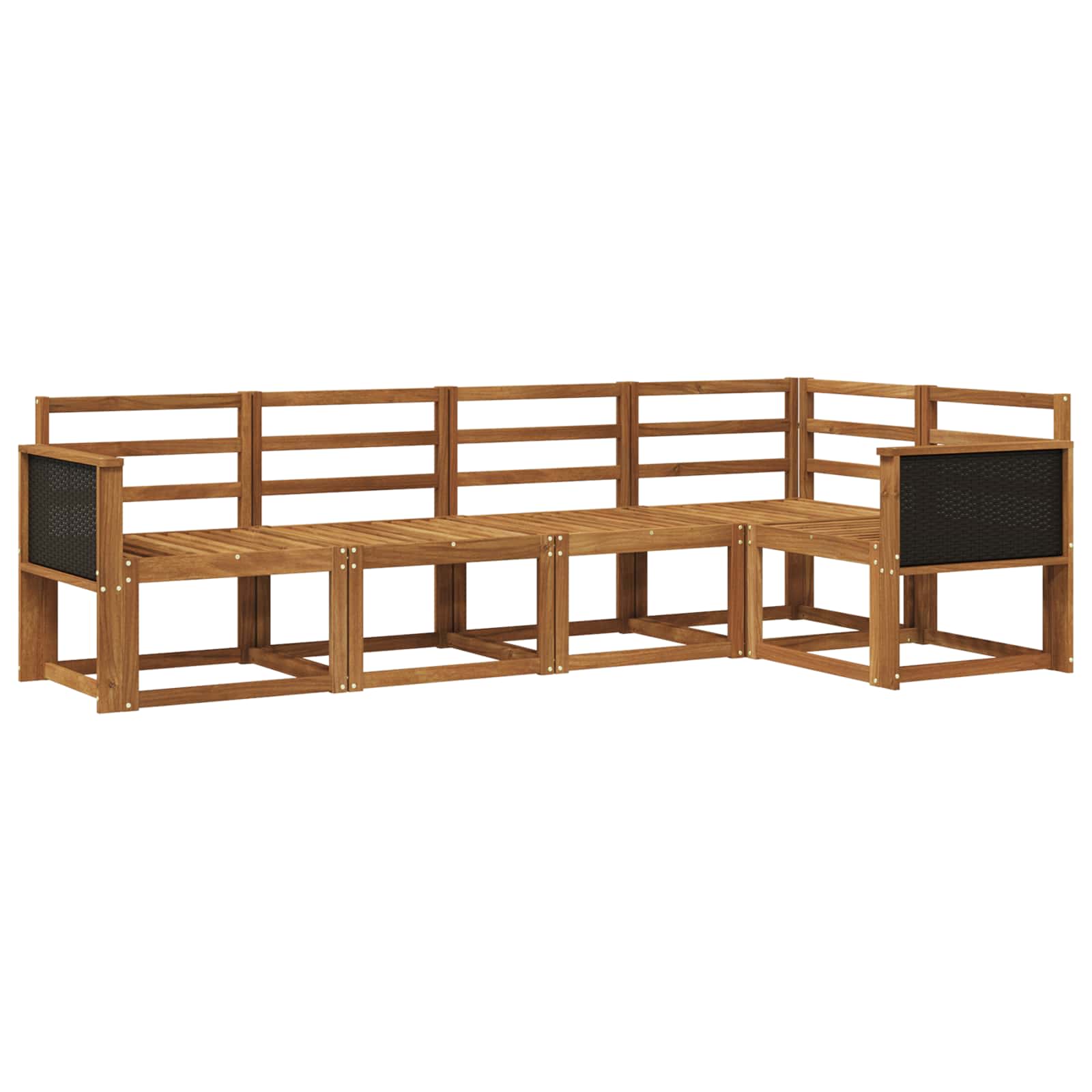 Buiten bankenset 5 pcs Naturel Massief Acaciahout image 1