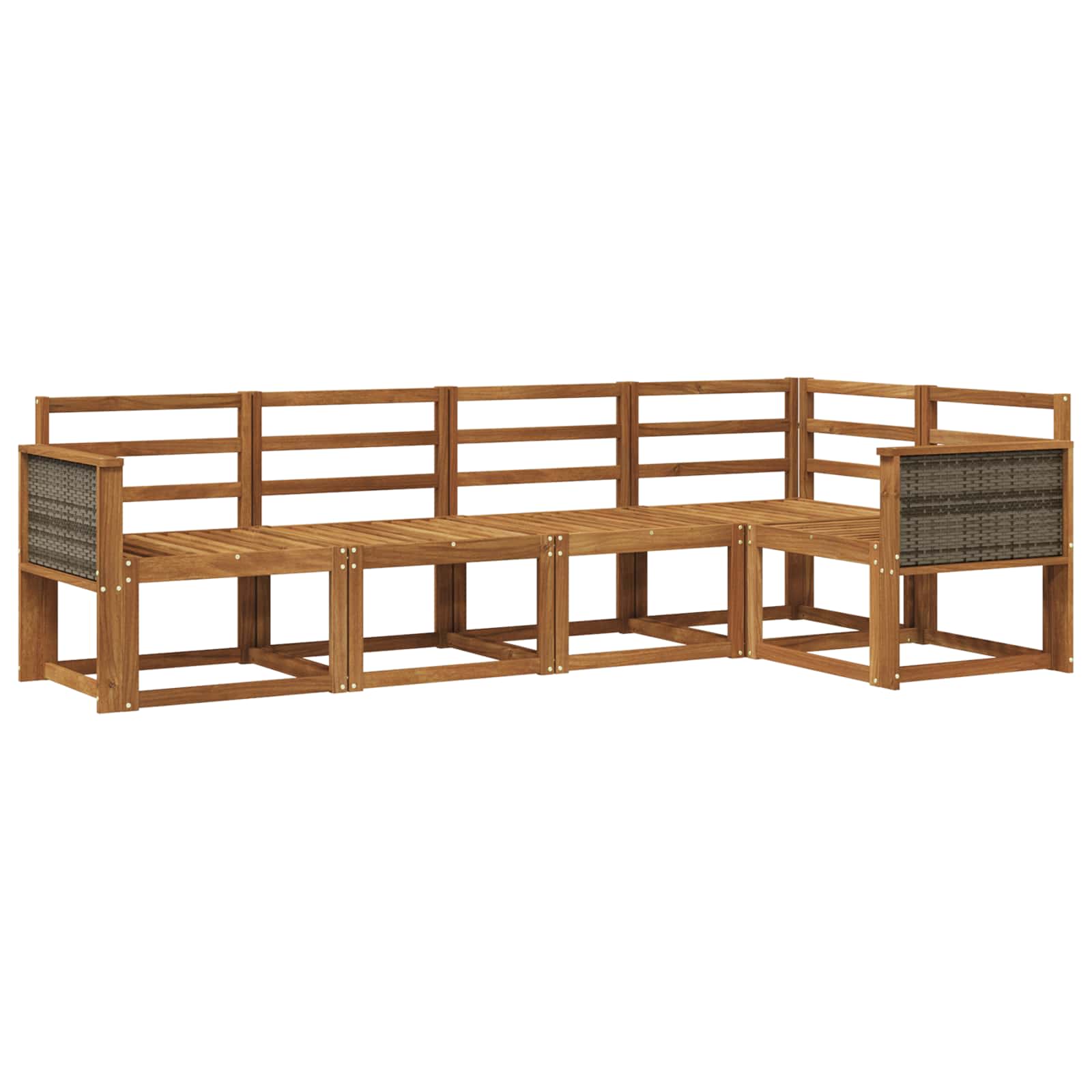 Buiten bankenset 5 pcs Naturel Massief Acaciahout image 1