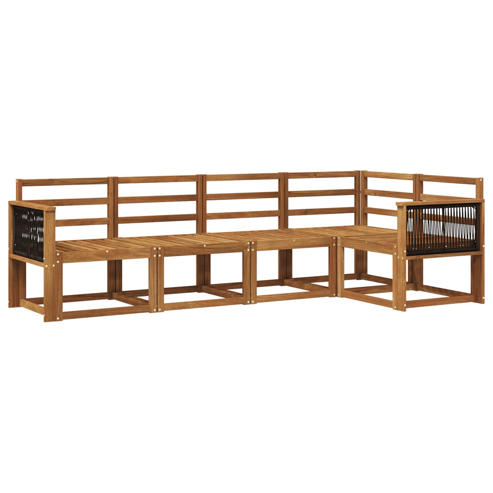 Buiten bankenset 5 pcs Naturel Massief Acaciahout image 1