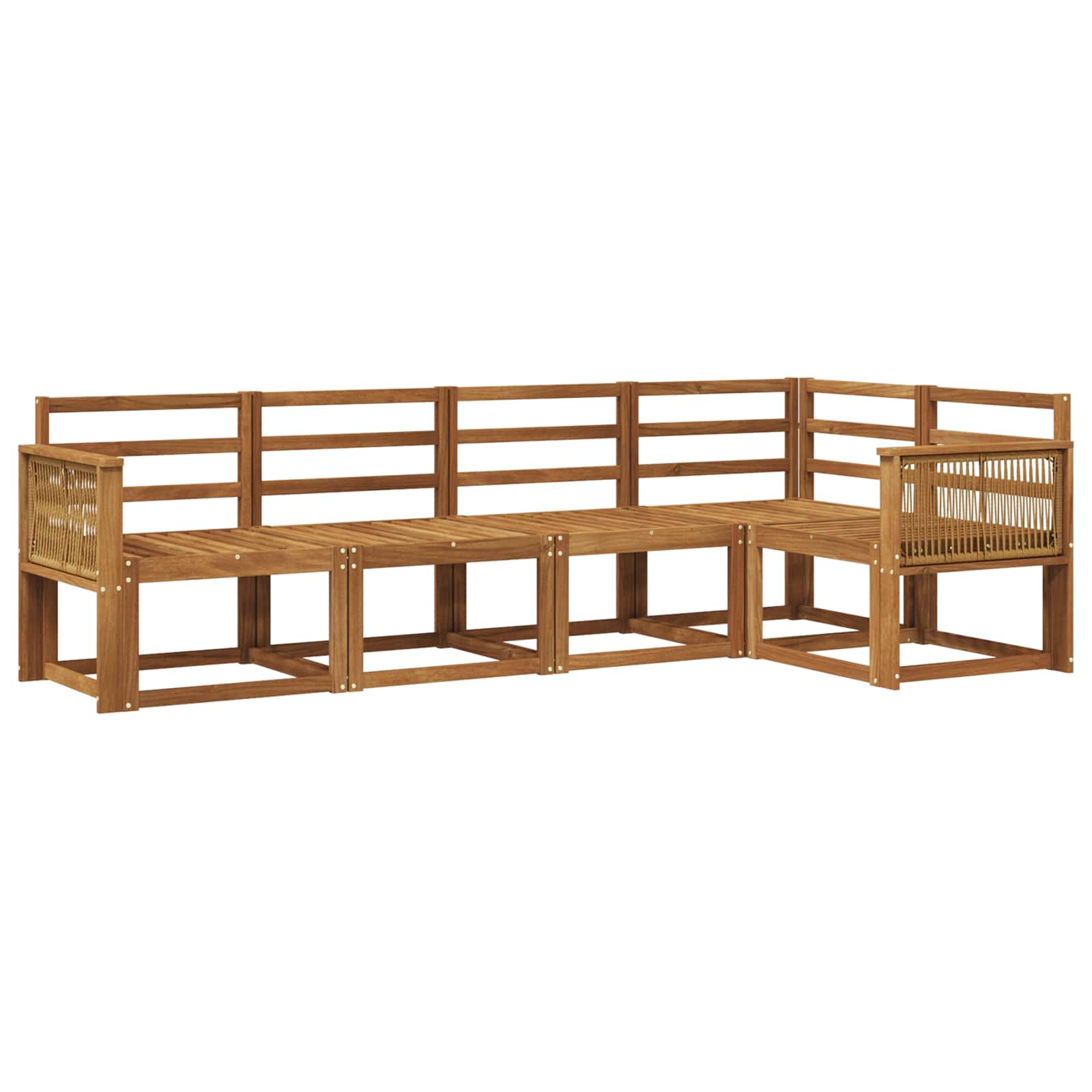Buiten bankenset 5 pcs Naturel Massief Acaciahout image 1