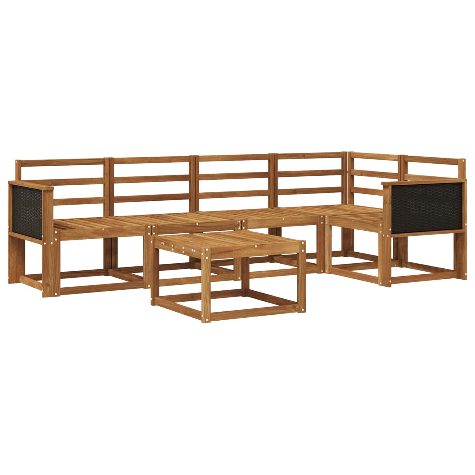 Buiten bankenset 6 pcs Naturel Massief Acaciahout image 1