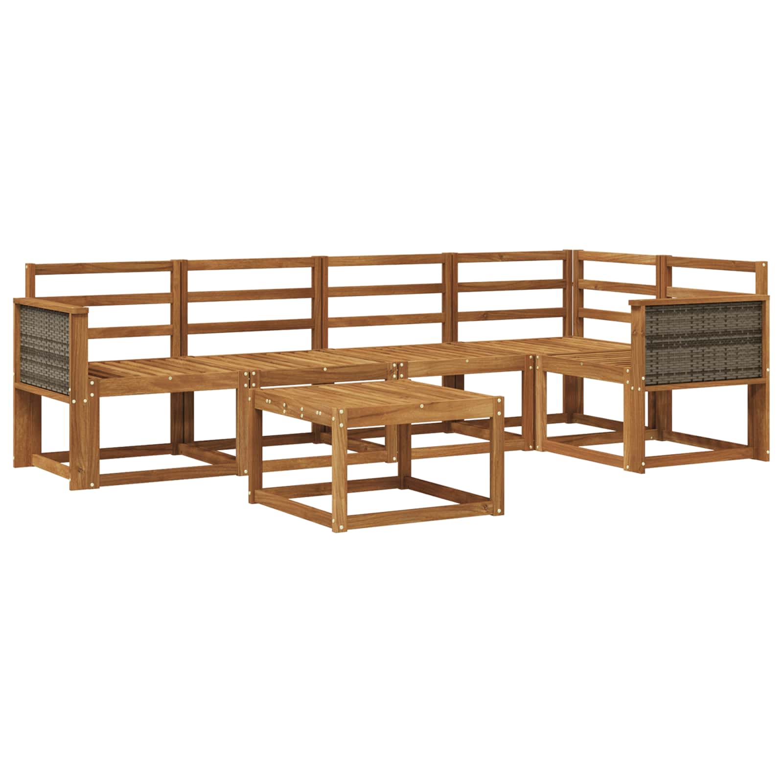 Buiten bankenset 6 pcs Naturel Massief Acaciahout image 1