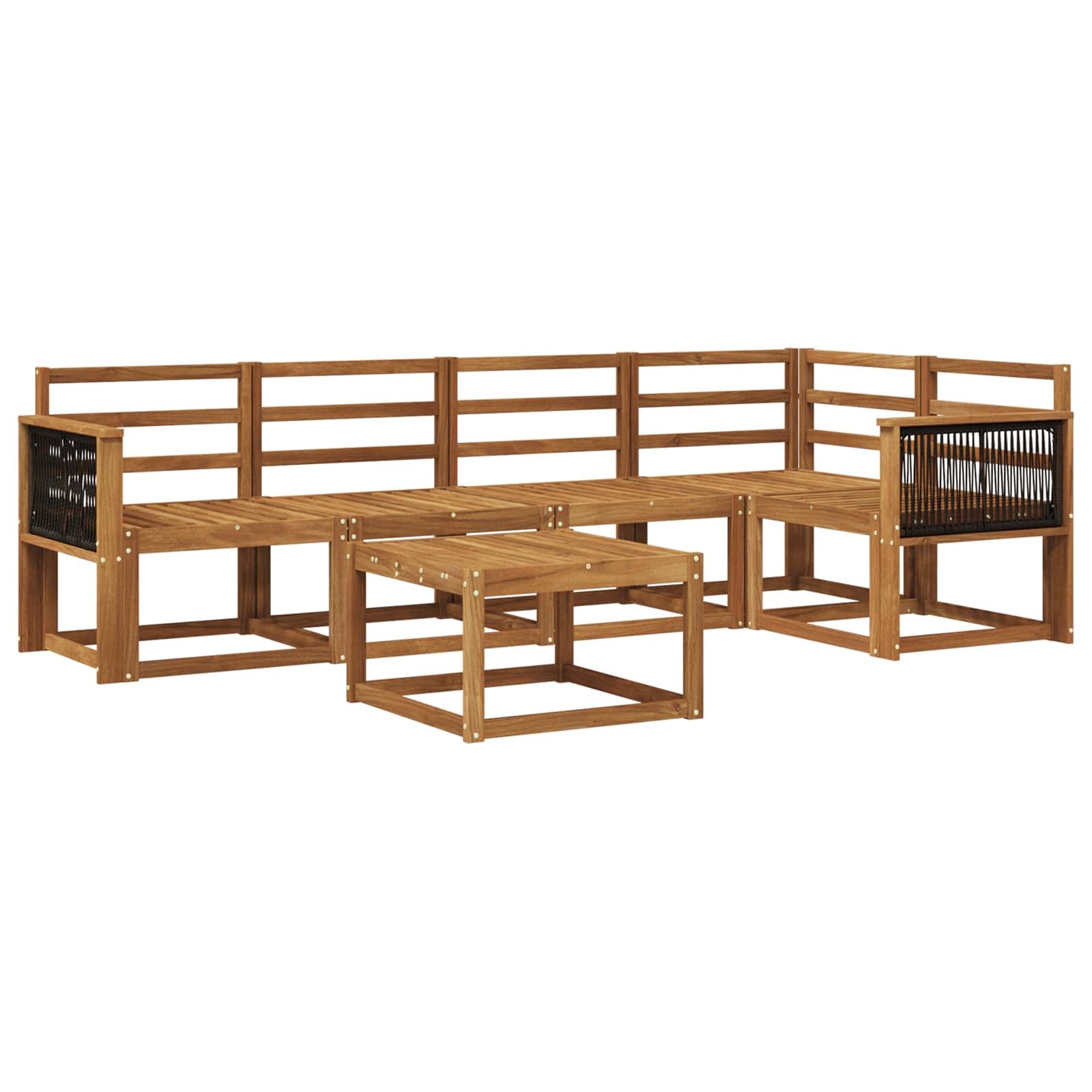 Buiten bankenset 6 pcs Naturel Massief Acaciahout image 1