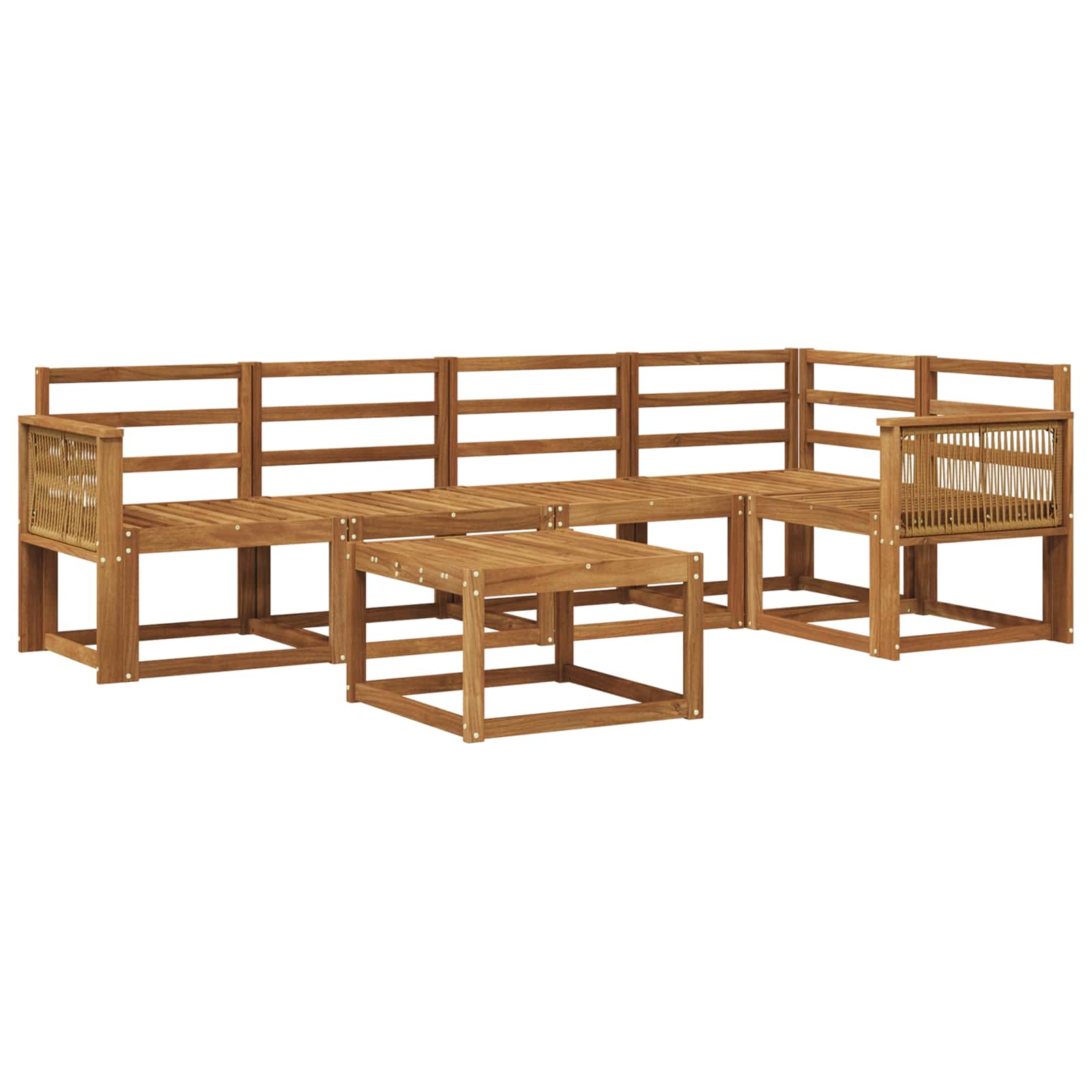 Buiten bankenset 6 pcs Naturel Massief Acaciahout image 1