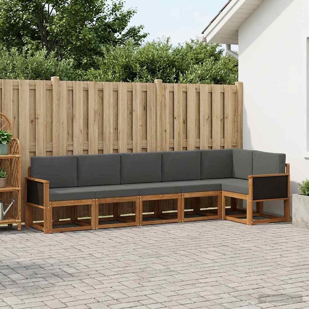 vidaXL Udendørs sofagruppe 6 stk. 6-personers Naturlig og Antracit