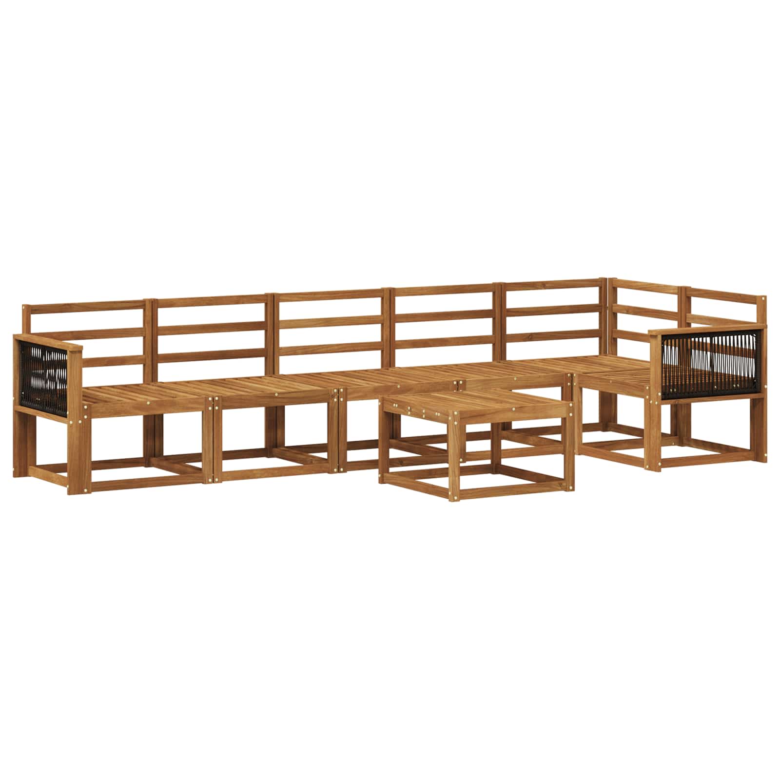 Buiten bankenset 7 pcs Naturel Massief Acaciahout image 1