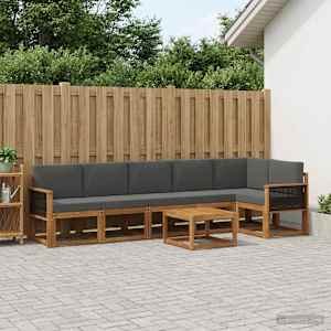 Zunanja garnitura za sedenje 7 pcs Naravna in antracitna