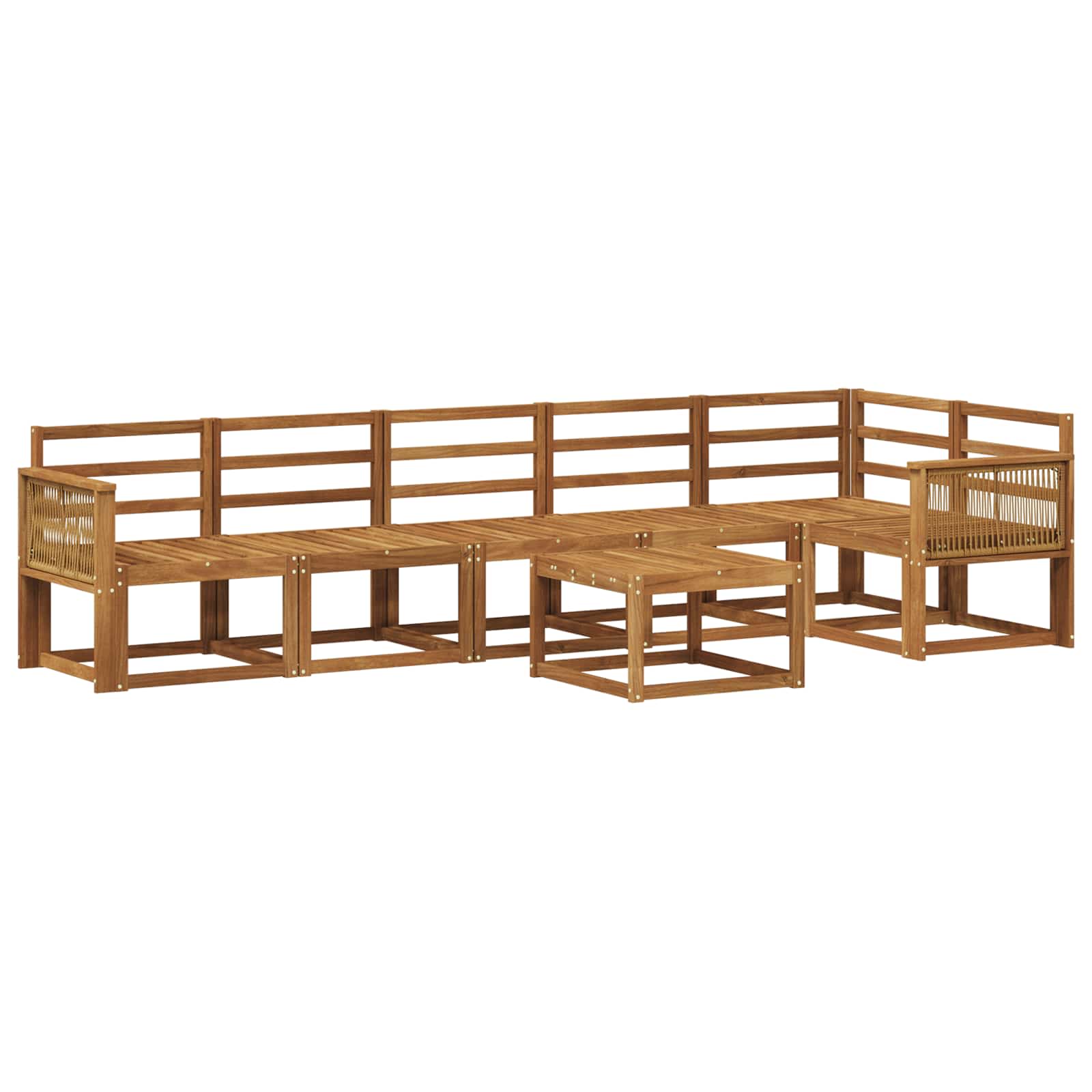 Buiten bankenset 7 pcs Naturel Massief Acaciahout image 1