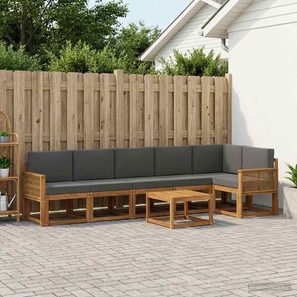 vidaXL Udendørs sofagruppe 7 stk. 6-personers Naturlig og Antracit