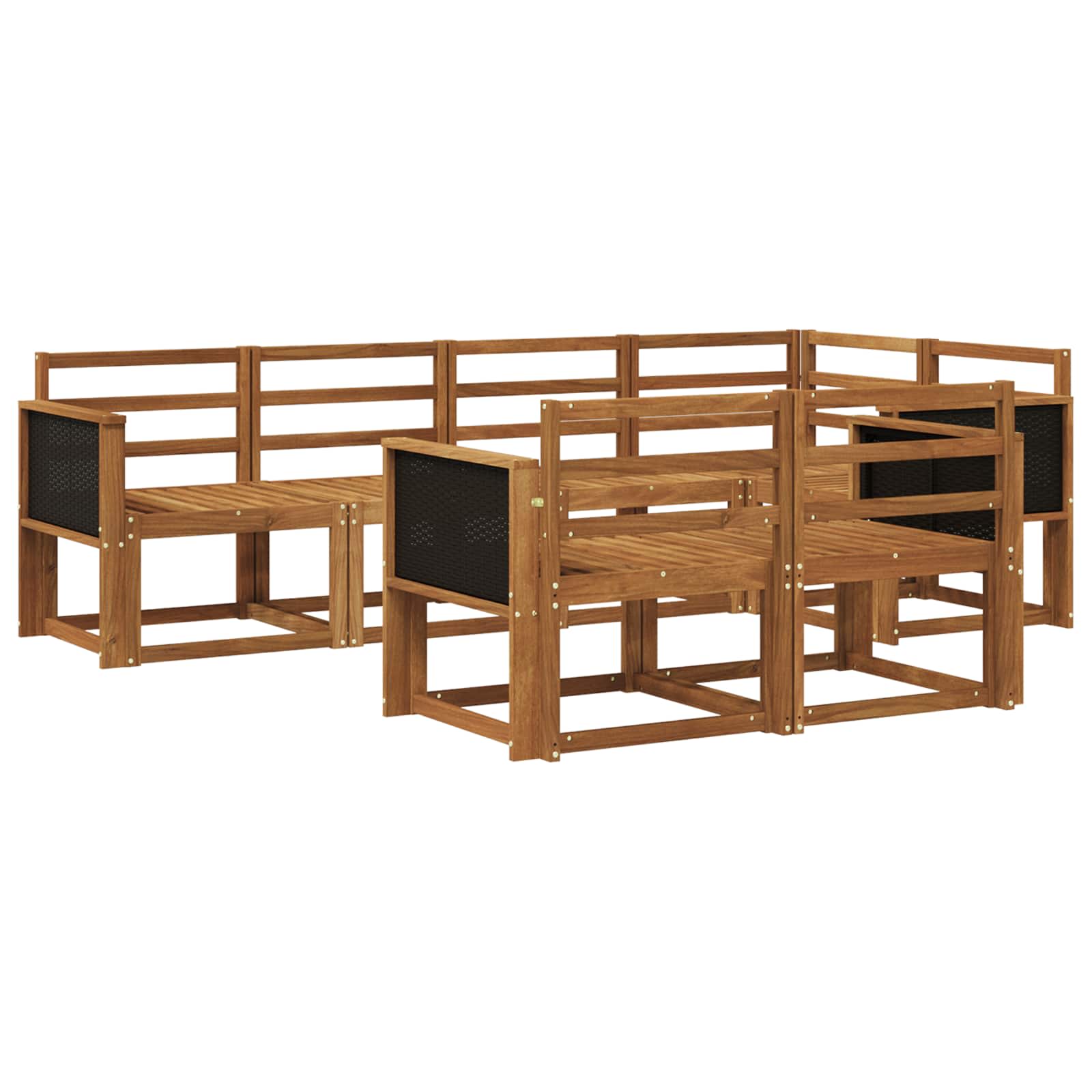 Buiten bankenset 7 pcs Naturel Massief Acaciahout image 1