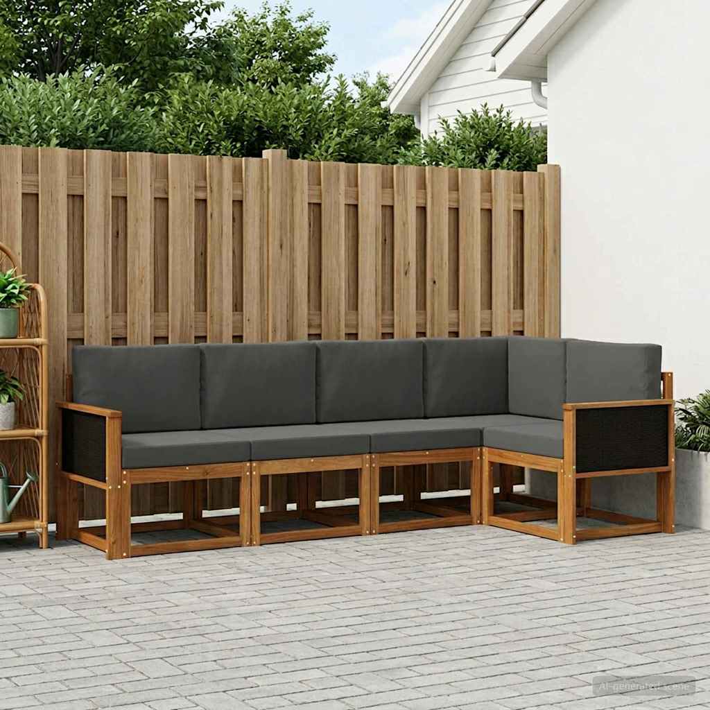 vidaXL Udendørs sofagruppe 7 stk. 7-personers Naturlig og Antracit