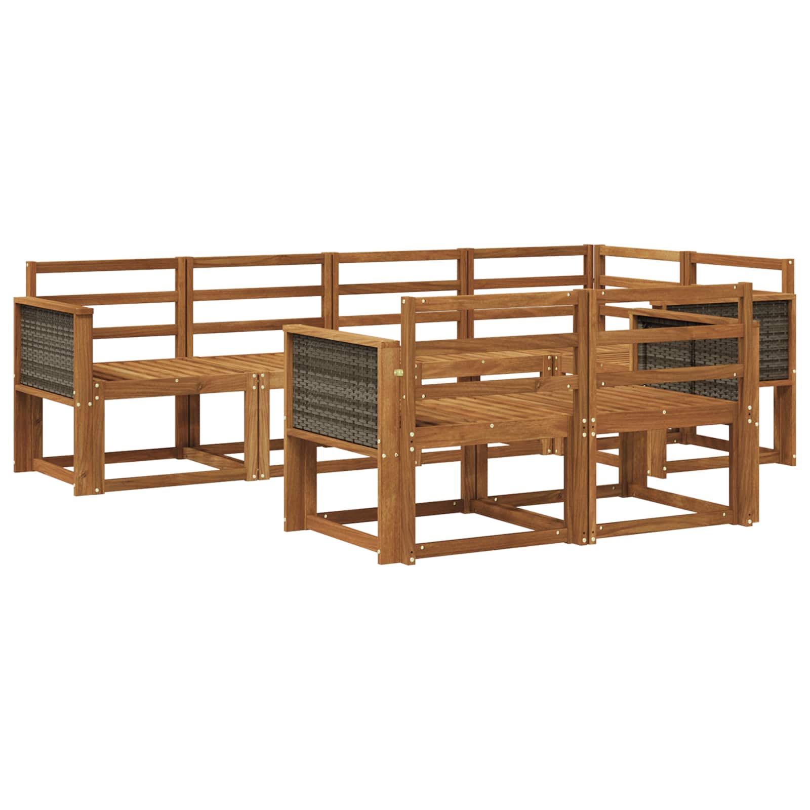 Buiten bankenset 7 pcs Naturel Massief Acaciahout image 1